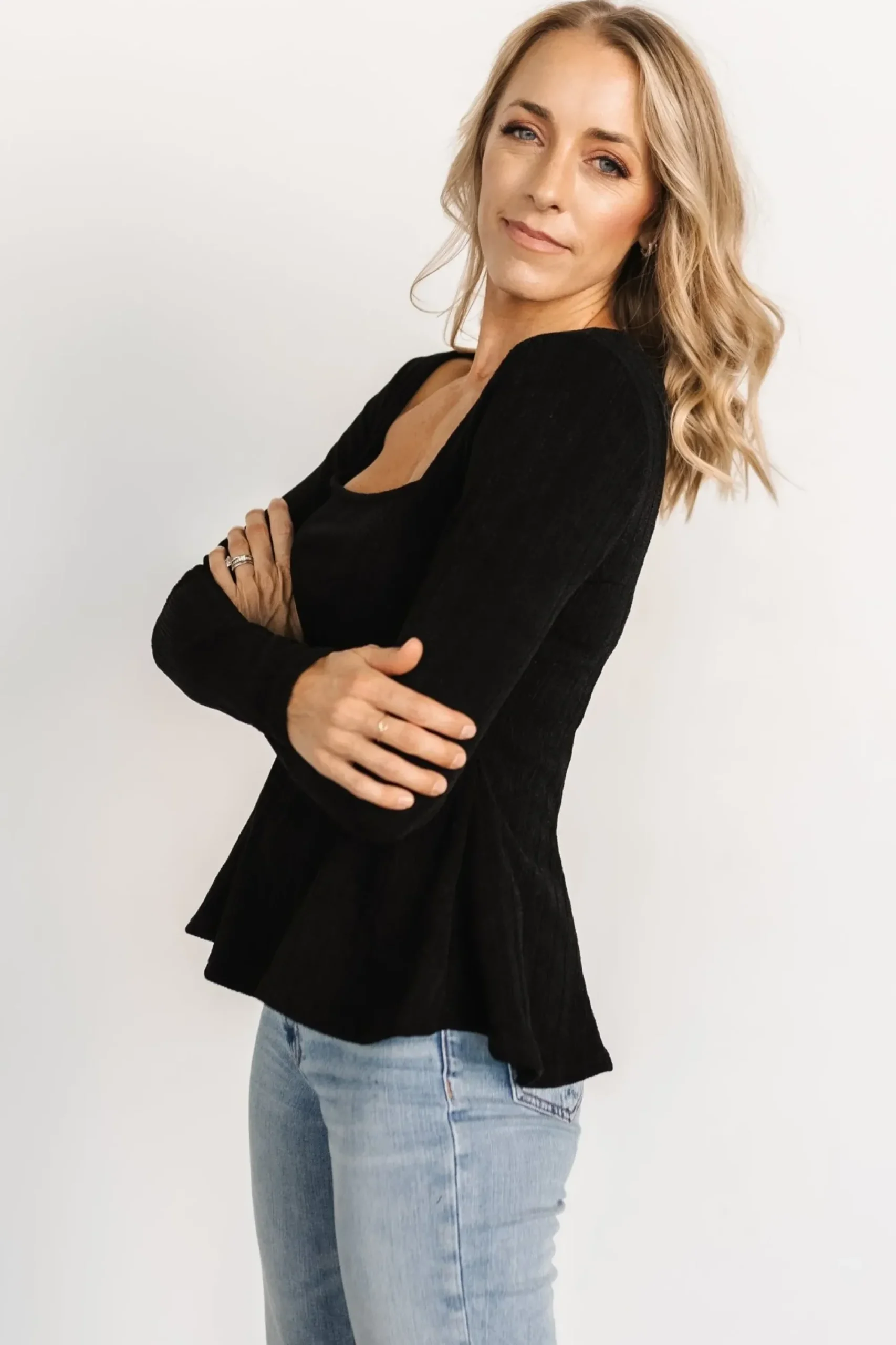 Clearance Baltic Born Murphy Square Neck Top | Black