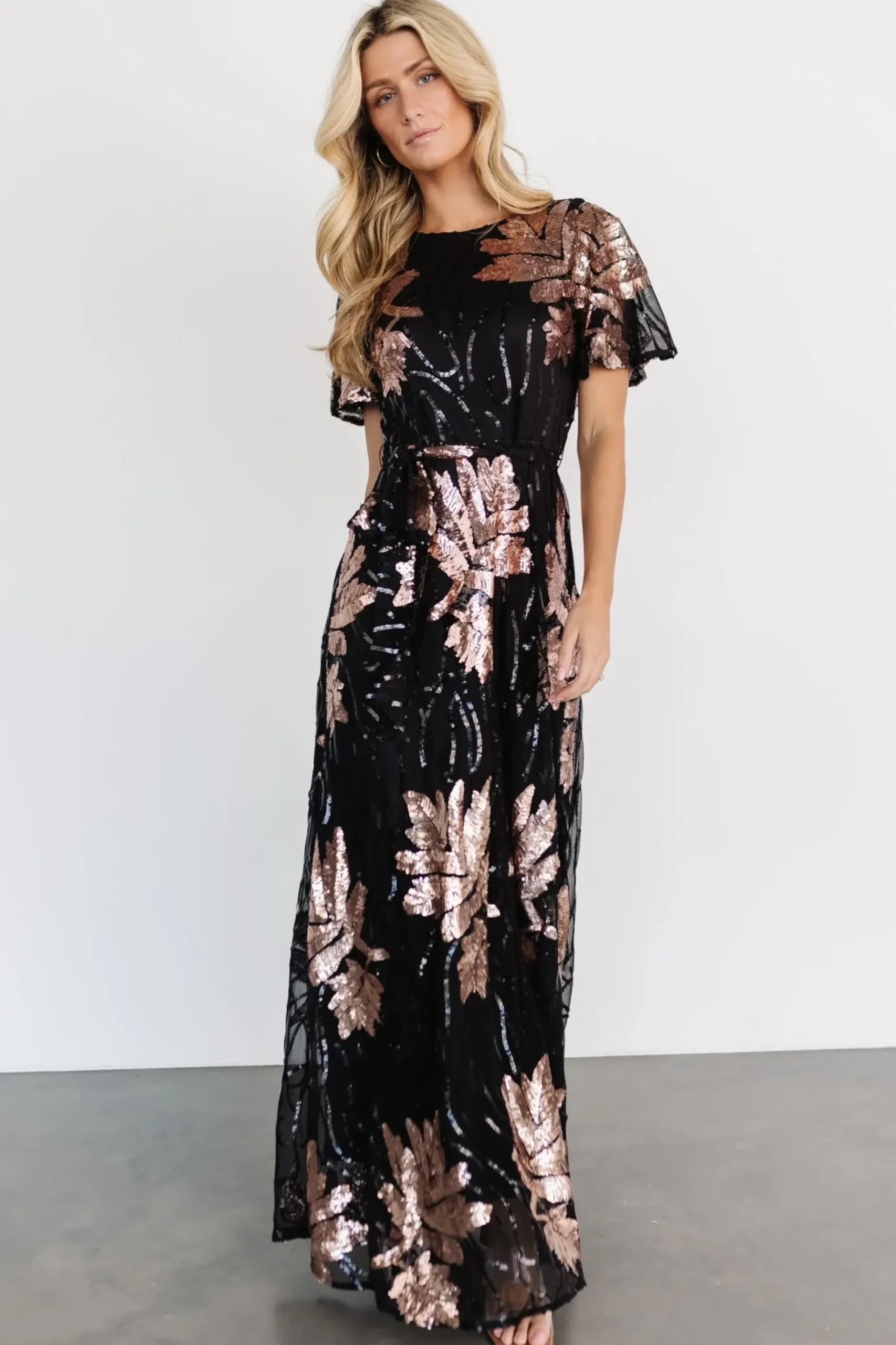 Online Baltic Born Muse Sequin Maxi Dress | Black + Rose