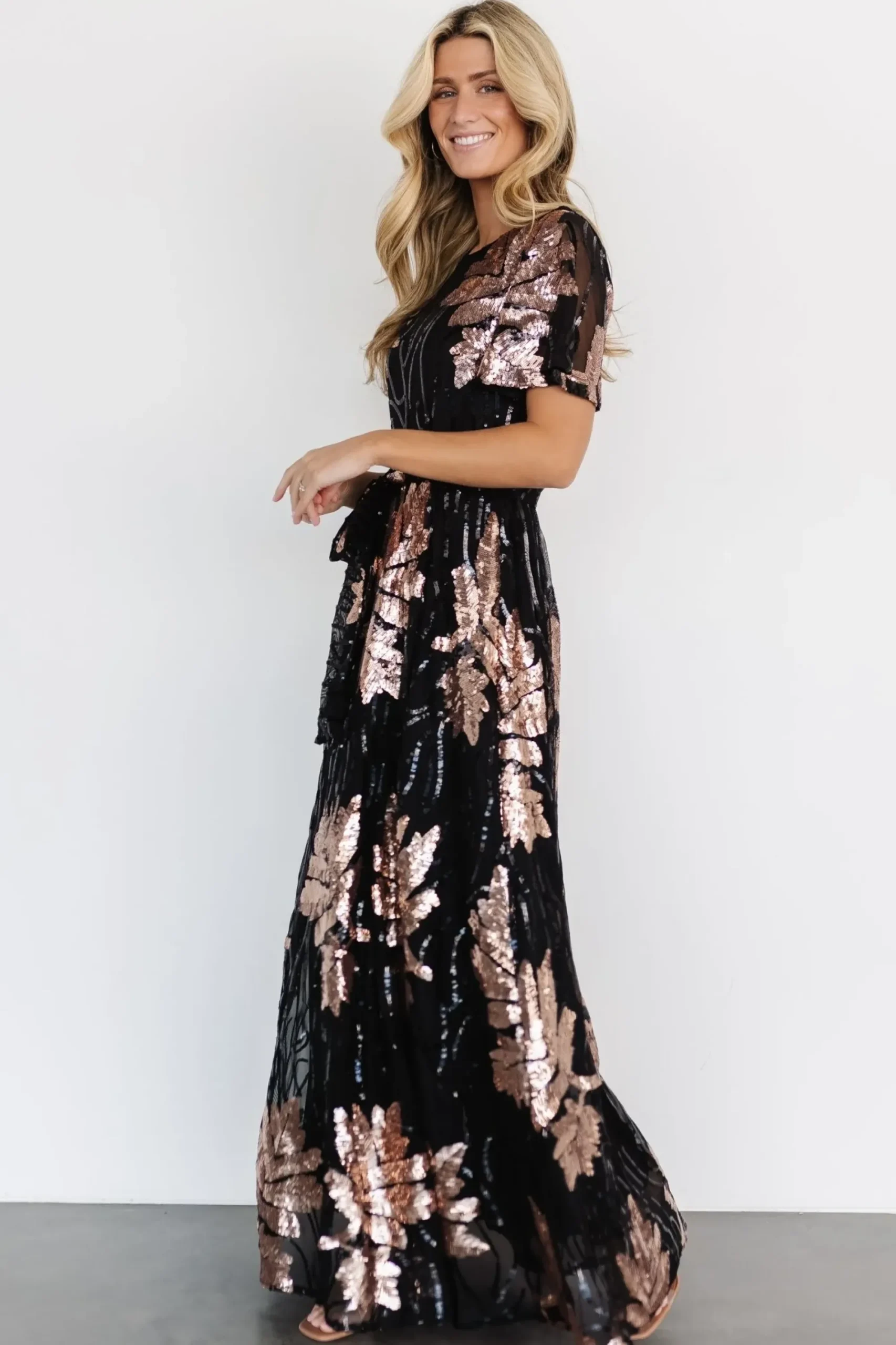 Online Baltic Born Muse Sequin Maxi Dress | Black + Rose