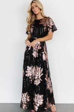 Online Baltic Born Muse Sequin Maxi Dress | Black + Rose