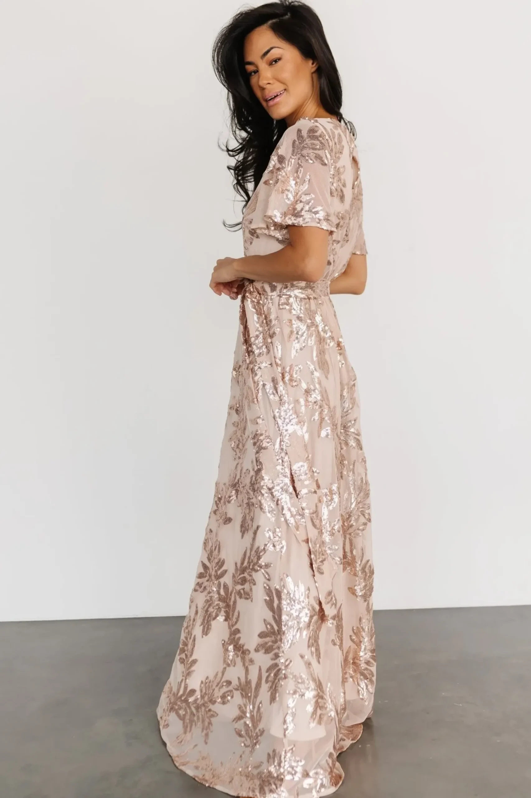 Hot Baltic Born Muse Sequin Maxi Dress | Rose Gold