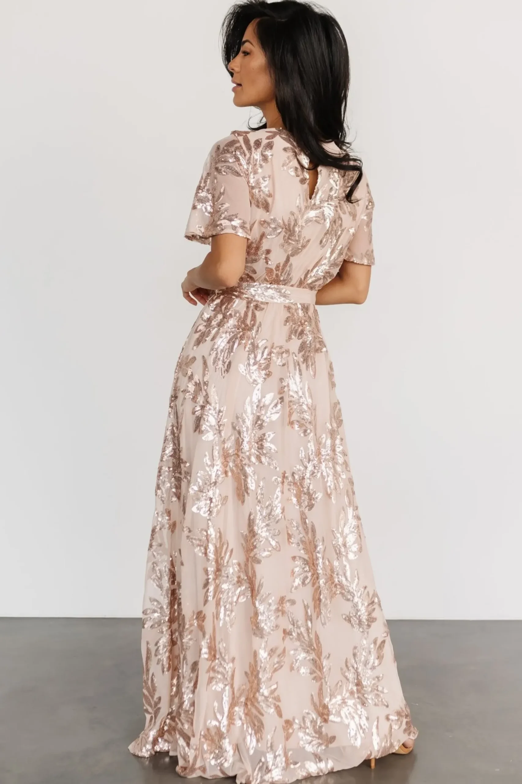 Hot Baltic Born Muse Sequin Maxi Dress | Rose Gold