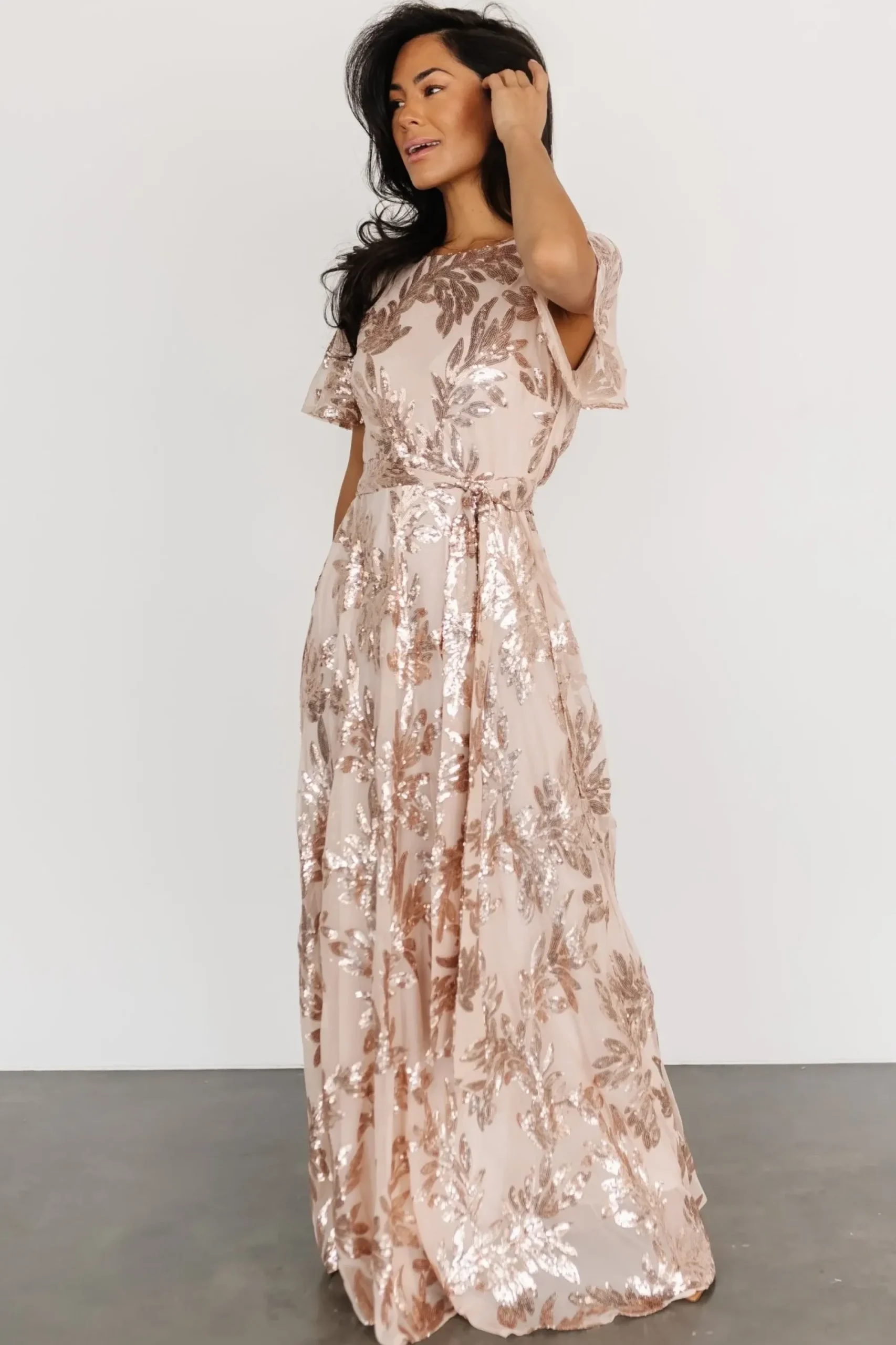 Hot Baltic Born Muse Sequin Maxi Dress | Rose Gold
