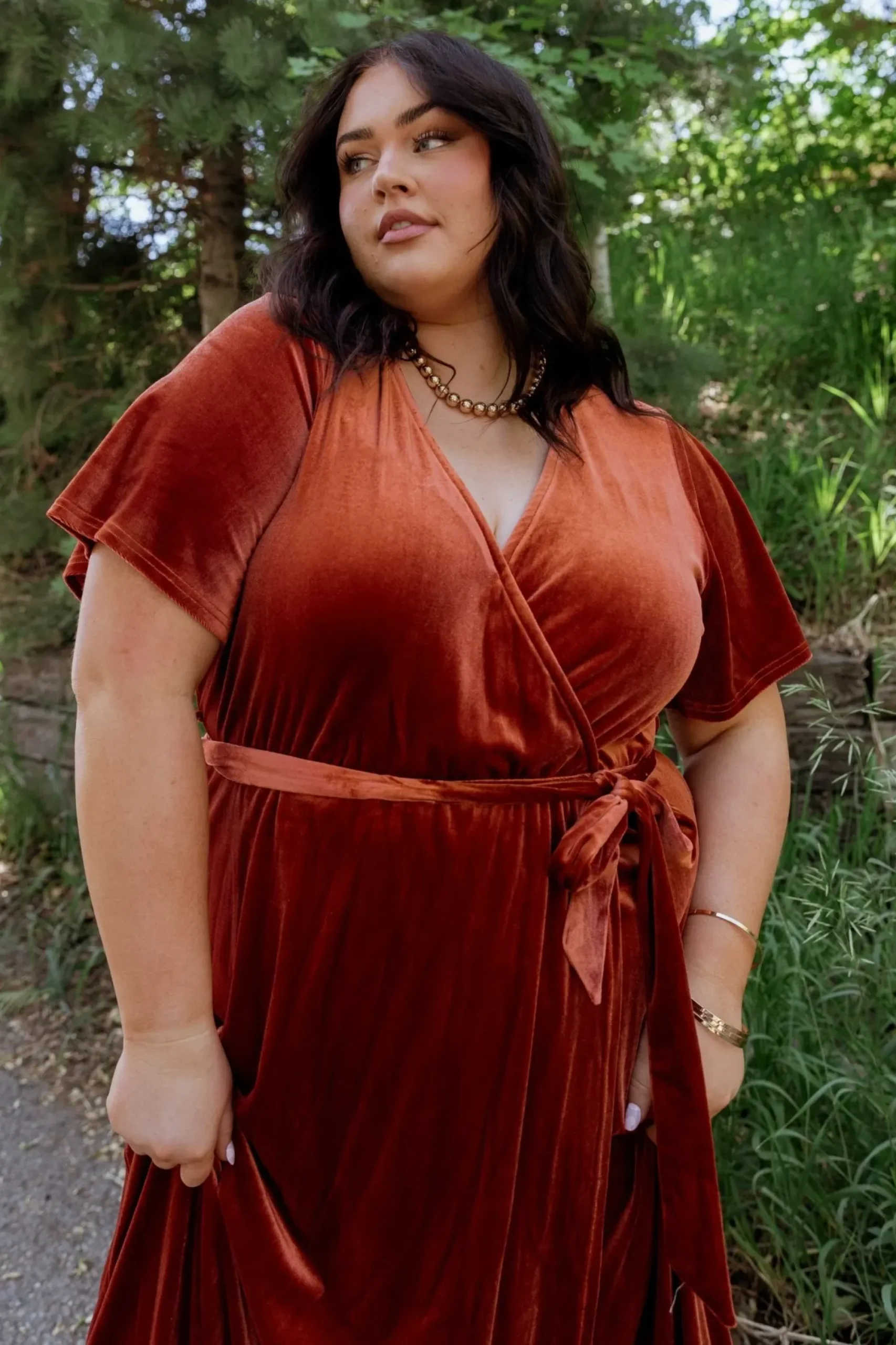 Fashion Baltic Born Nadine Velvet Midi Dress | Rust