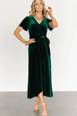 New Baltic Born Nadine Velvet Midi Dress | Green