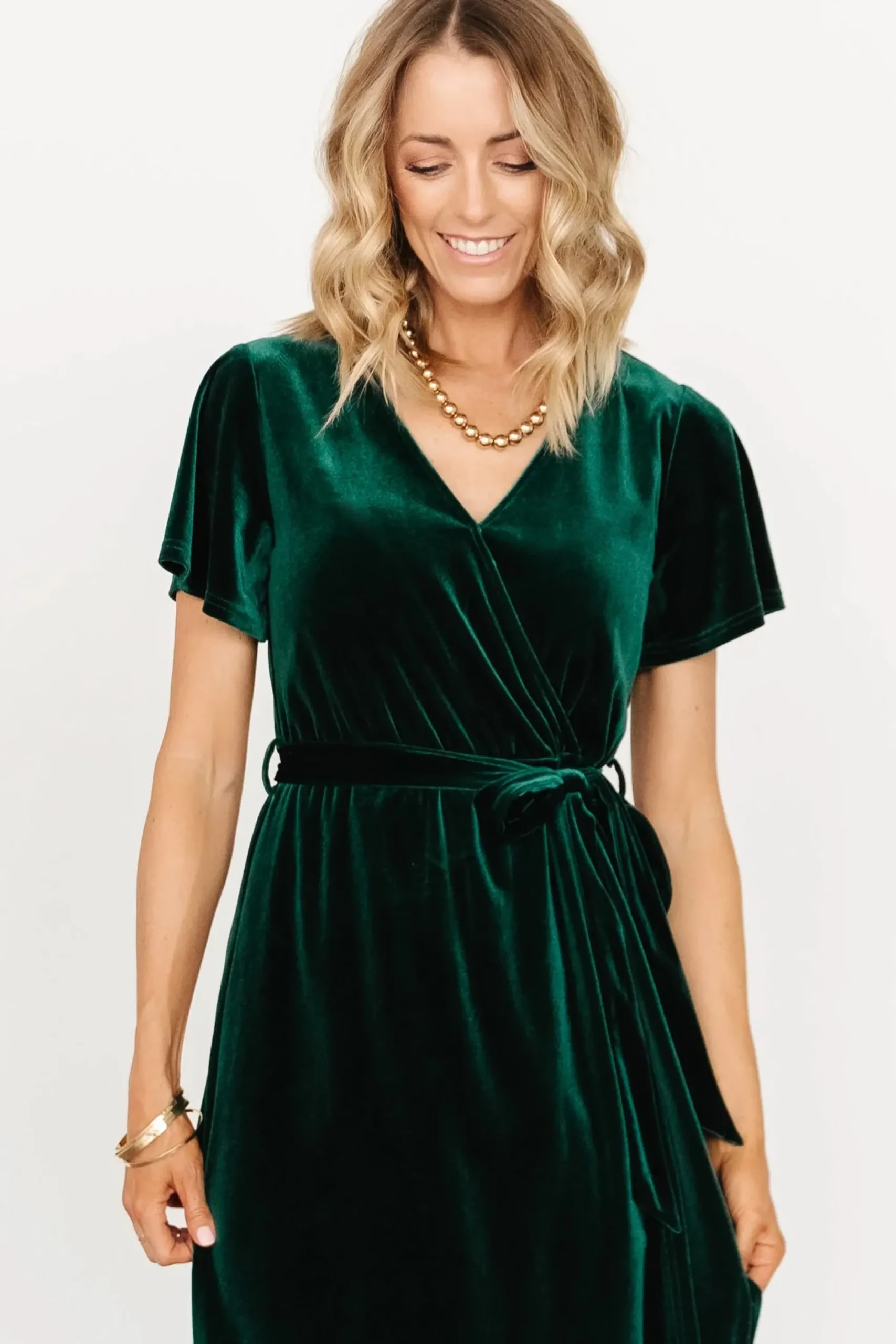 New Baltic Born Nadine Velvet Midi Dress | Green