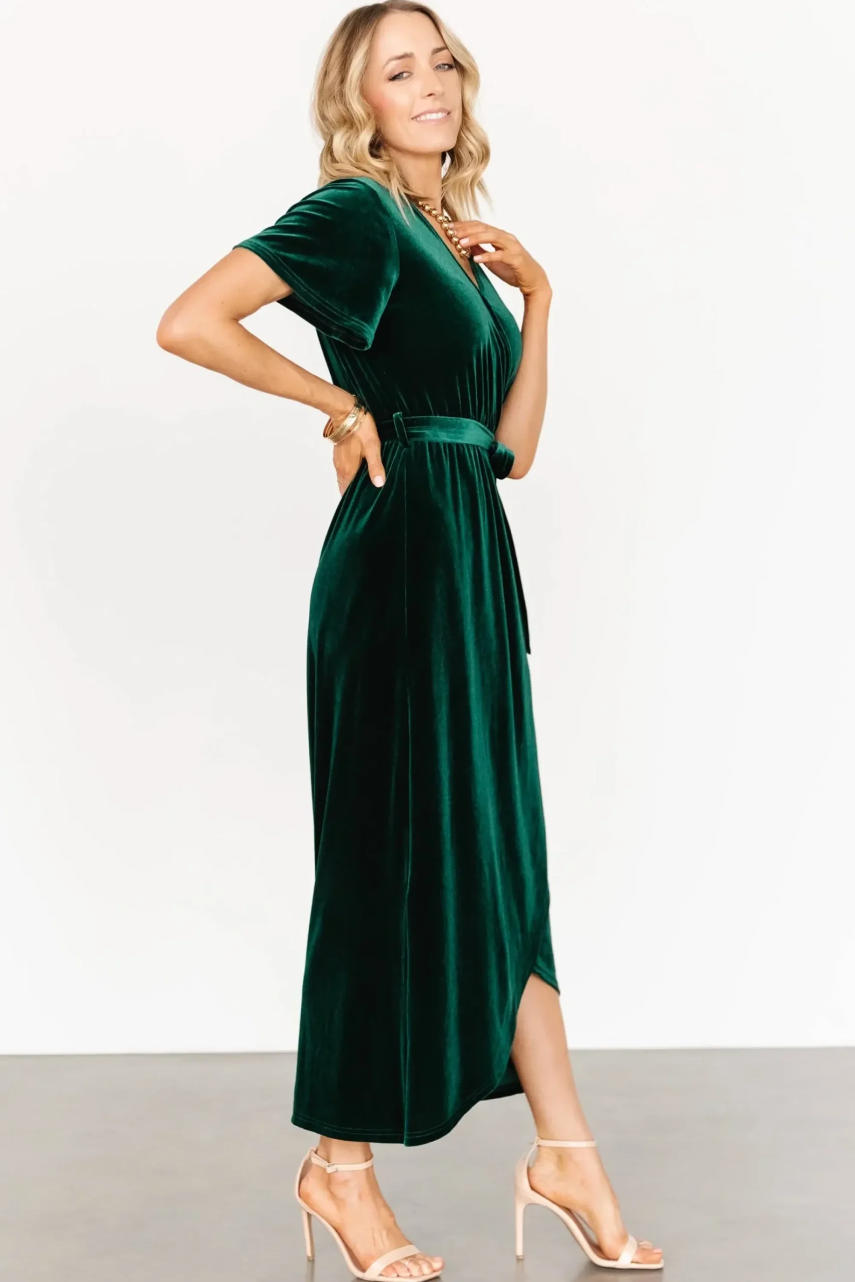 New Baltic Born Nadine Velvet Midi Dress | Green
