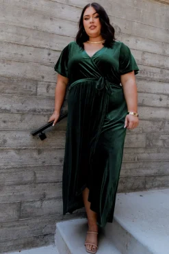 New Baltic Born Nadine Velvet Midi Dress | Green