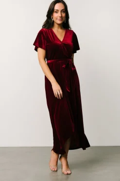 Hot Baltic Born Nadine Velvet Midi Dress | Merlot