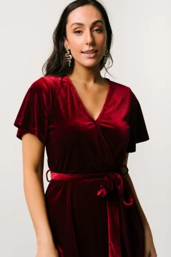 Hot Baltic Born Nadine Velvet Midi Dress | Merlot