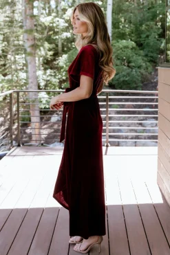 Hot Baltic Born Nadine Velvet Midi Dress | Merlot