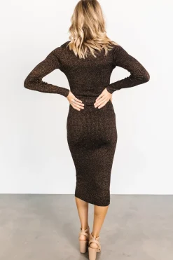 Discount Baltic Born Nancy Ribbed Shimmer Midi Dress | Bronze