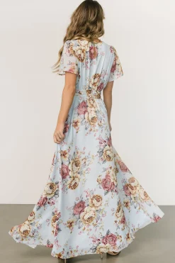 Outlet Baltic Born Naomi Short Sleeve Maxi Dress | Blue Multi Floral