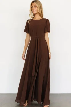 Outlet Baltic Born Naomi Short Sleeve Maxi Dress | Espresso