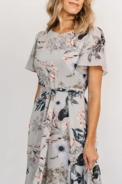 Fashion Baltic Born Naomi Short Sleeve Maxi Dress | Pale Blue Floral