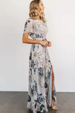 Fashion Baltic Born Naomi Short Sleeve Maxi Dress | Pale Blue Floral