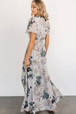 Fashion Baltic Born Naomi Short Sleeve Maxi Dress | Pale Blue Floral