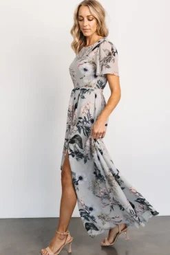 Fashion Baltic Born Naomi Short Sleeve Maxi Dress | Pale Blue Floral