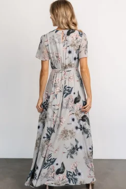 Fashion Baltic Born Naomi Short Sleeve Maxi Dress | Pale Blue Floral