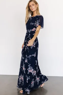 Online Baltic Born Naomi Short Sleeve Maxi Dress | Navy Floral