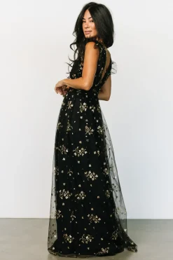 Discount Baltic Born Natalia Floral Embellished Maxi Dress | Black + Gold