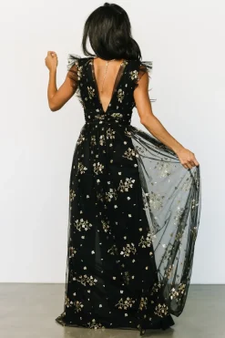 Discount Baltic Born Natalia Floral Embellished Maxi Dress | Black + Gold