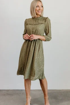 Clearance Baltic Born Nixon Pintuck Ruffle Midi Dress | Green