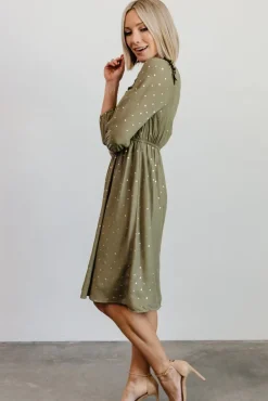 Clearance Baltic Born Nixon Pintuck Ruffle Midi Dress | Green