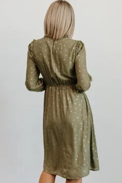 Clearance Baltic Born Nixon Pintuck Ruffle Midi Dress | Green