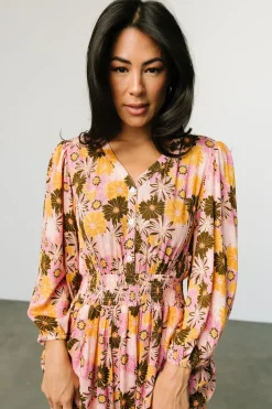 Discount Baltic Born Noa Tiered Midi Dress | Pink + Mustard