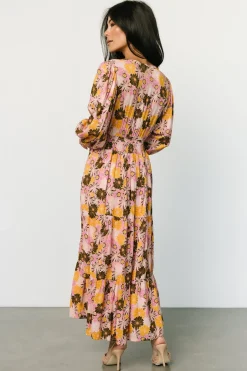 Discount Baltic Born Noa Tiered Midi Dress | Pink + Mustard