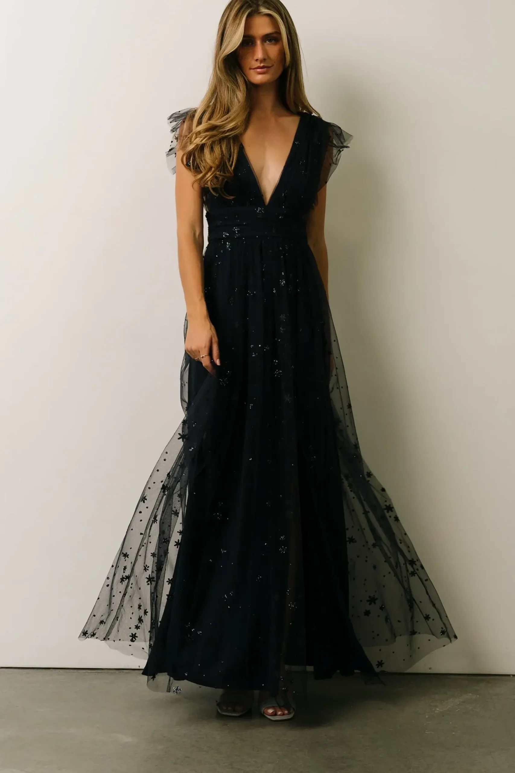 Clearance Baltic Born Nova Shimmer Maxi Dress | Navy