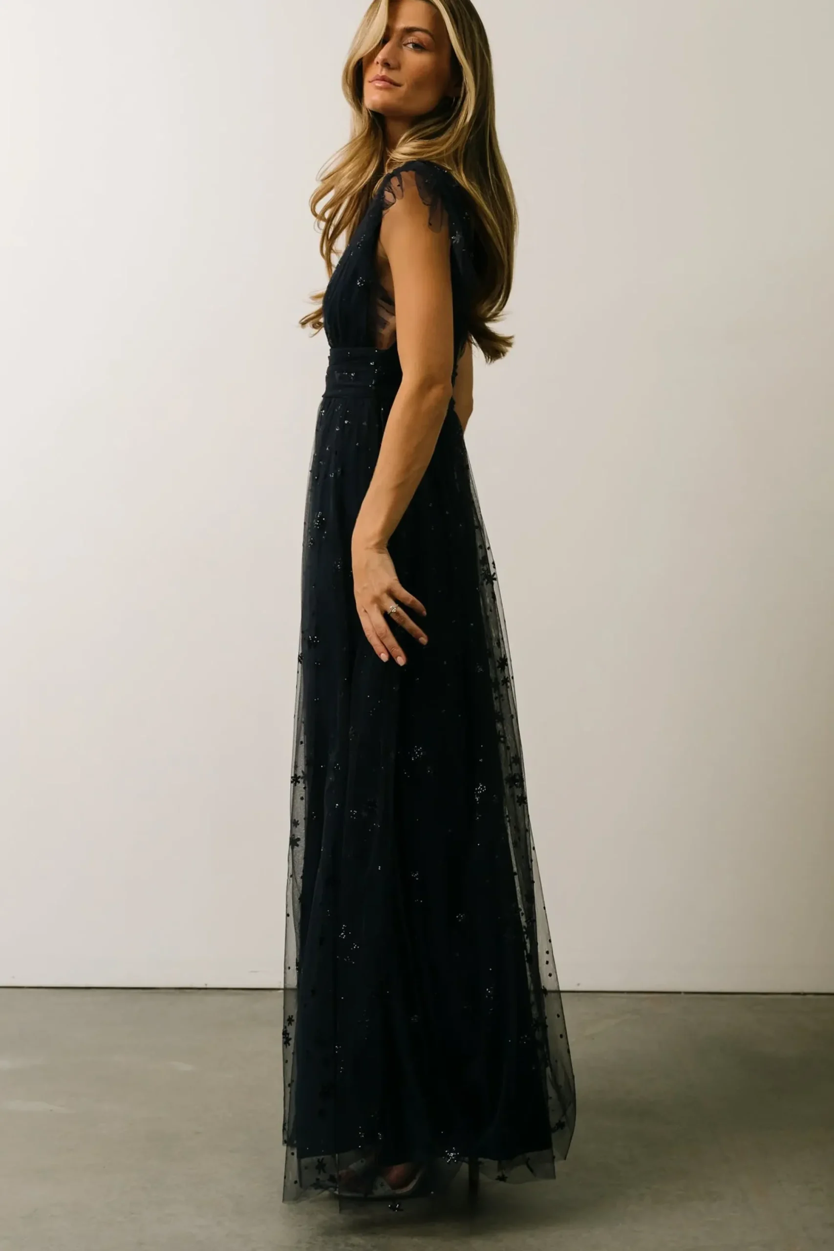 Clearance Baltic Born Nova Shimmer Maxi Dress | Navy