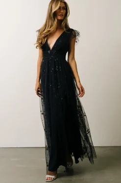 Clearance Baltic Born Nova Shimmer Maxi Dress | Navy