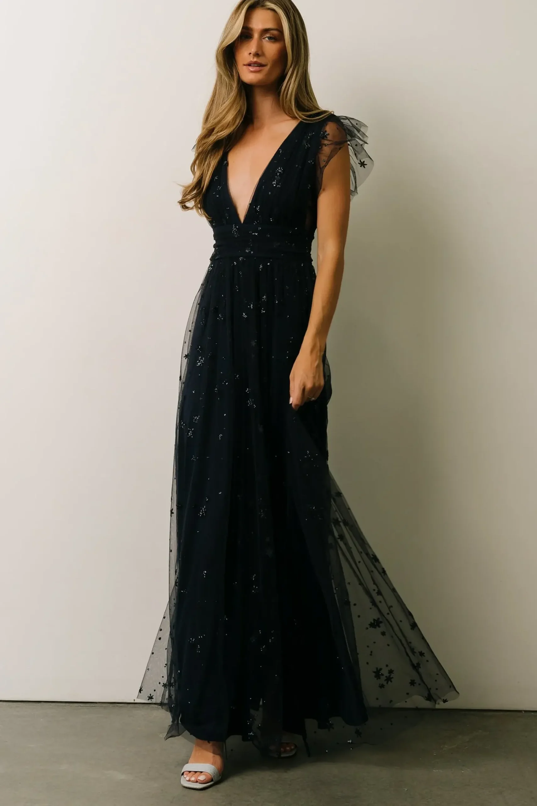 Clearance Baltic Born Nova Shimmer Maxi Dress | Navy
