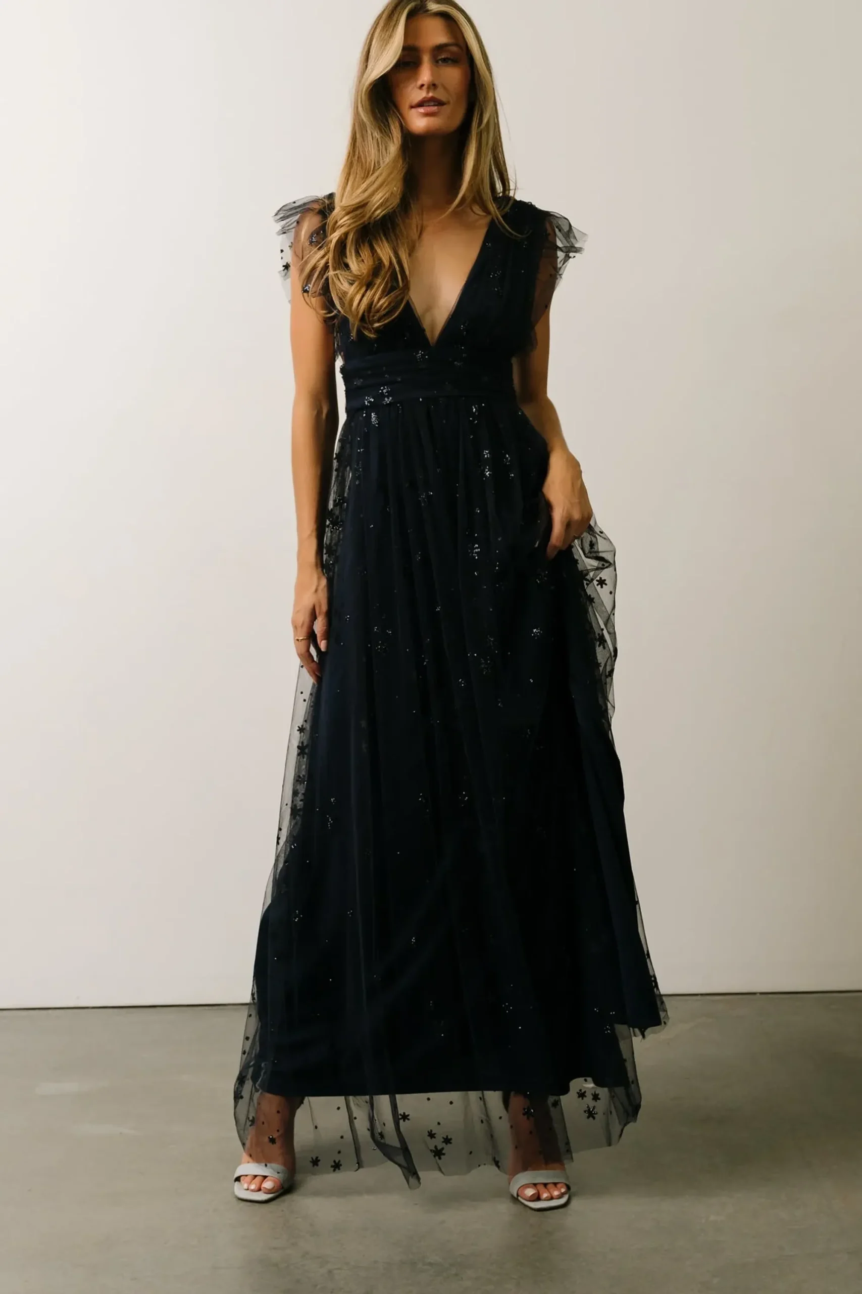 Clearance Baltic Born Nova Shimmer Maxi Dress | Navy