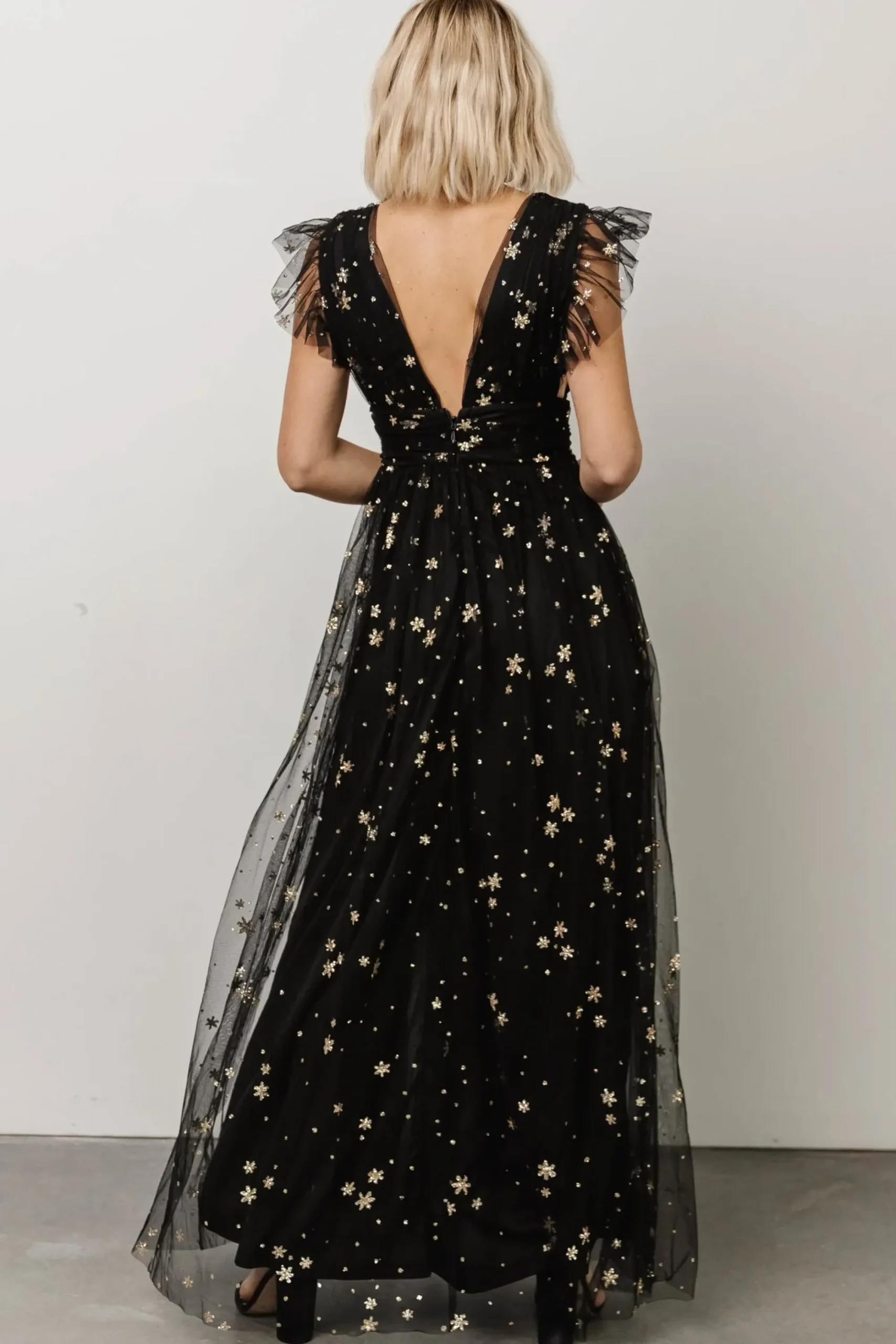 Fashion Baltic Born Nova Shimmer Maxi Dress | Black + Gold