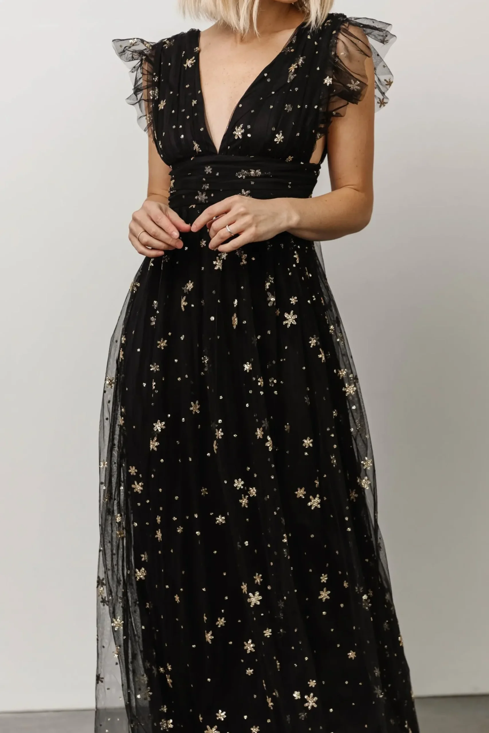 Fashion Baltic Born Nova Shimmer Maxi Dress | Black + Gold