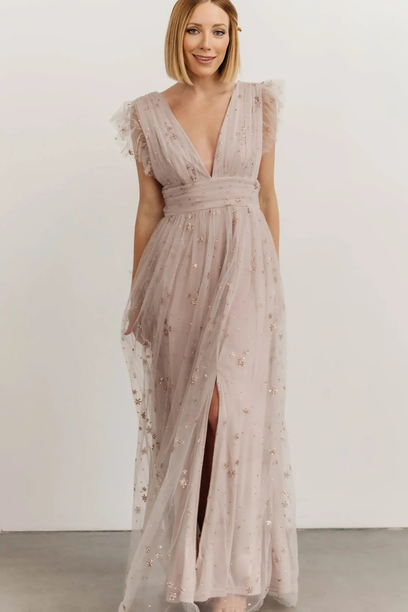 Clearance Baltic Born Nova Shimmer Maxi Dress | Dusty Lilac