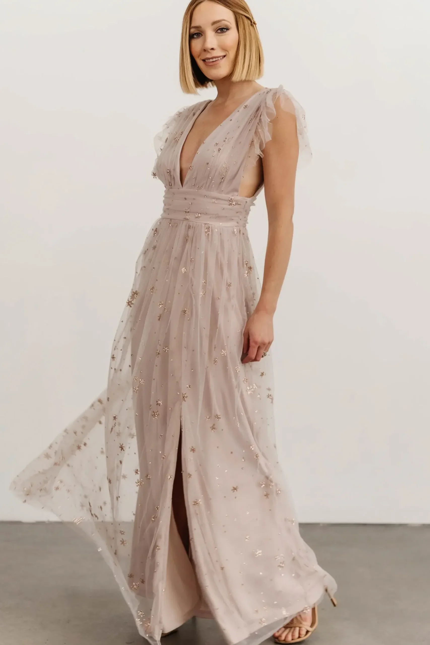 Clearance Baltic Born Nova Shimmer Maxi Dress | Dusty Lilac