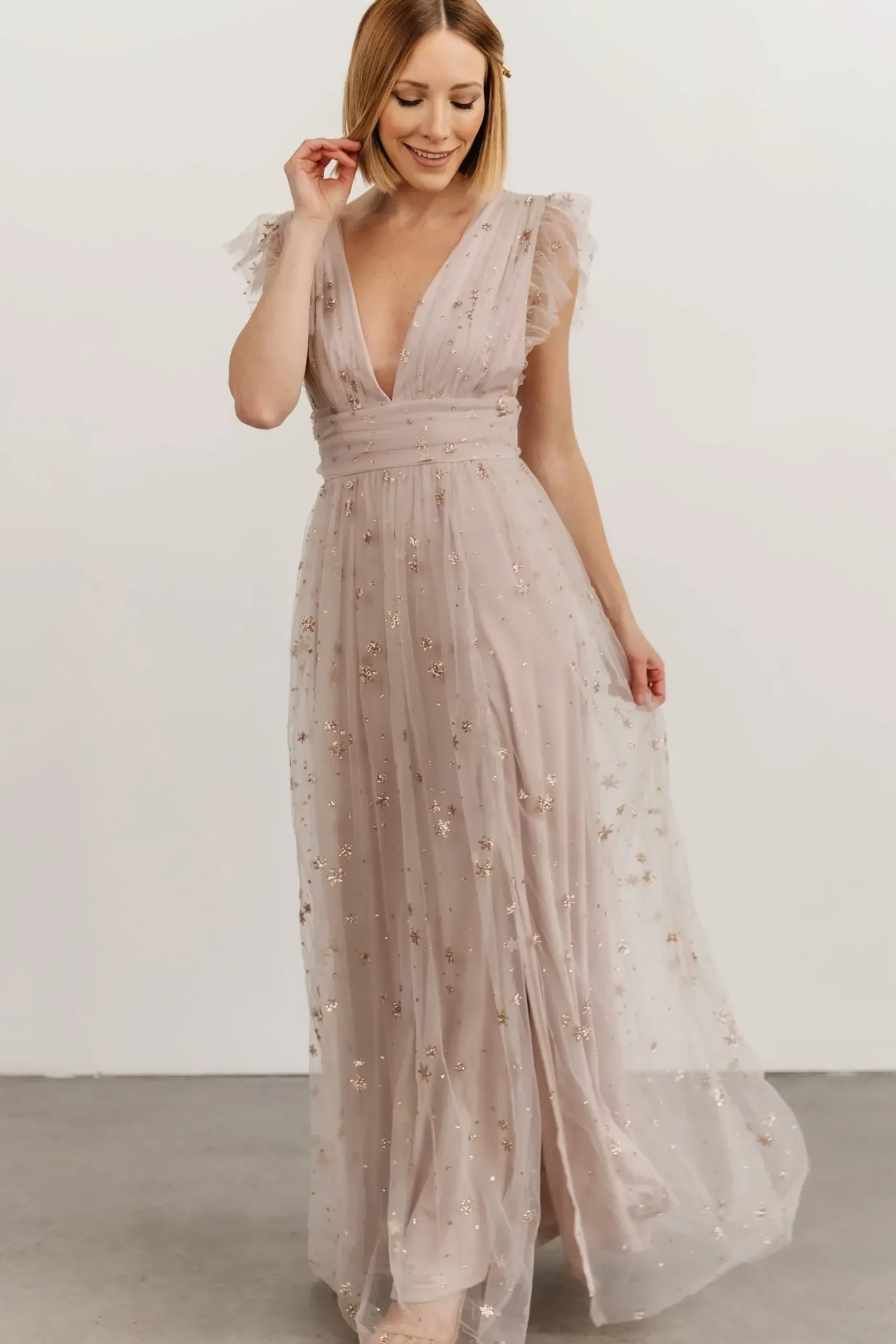 Clearance Baltic Born Nova Shimmer Maxi Dress | Dusty Lilac