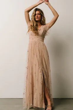 New Baltic Born Nova Shimmer Maxi Dress | Natural + Blush