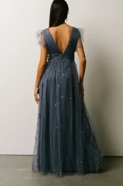 Hot Baltic Born Nova Shimmer Maxi Dress | Slate Blue