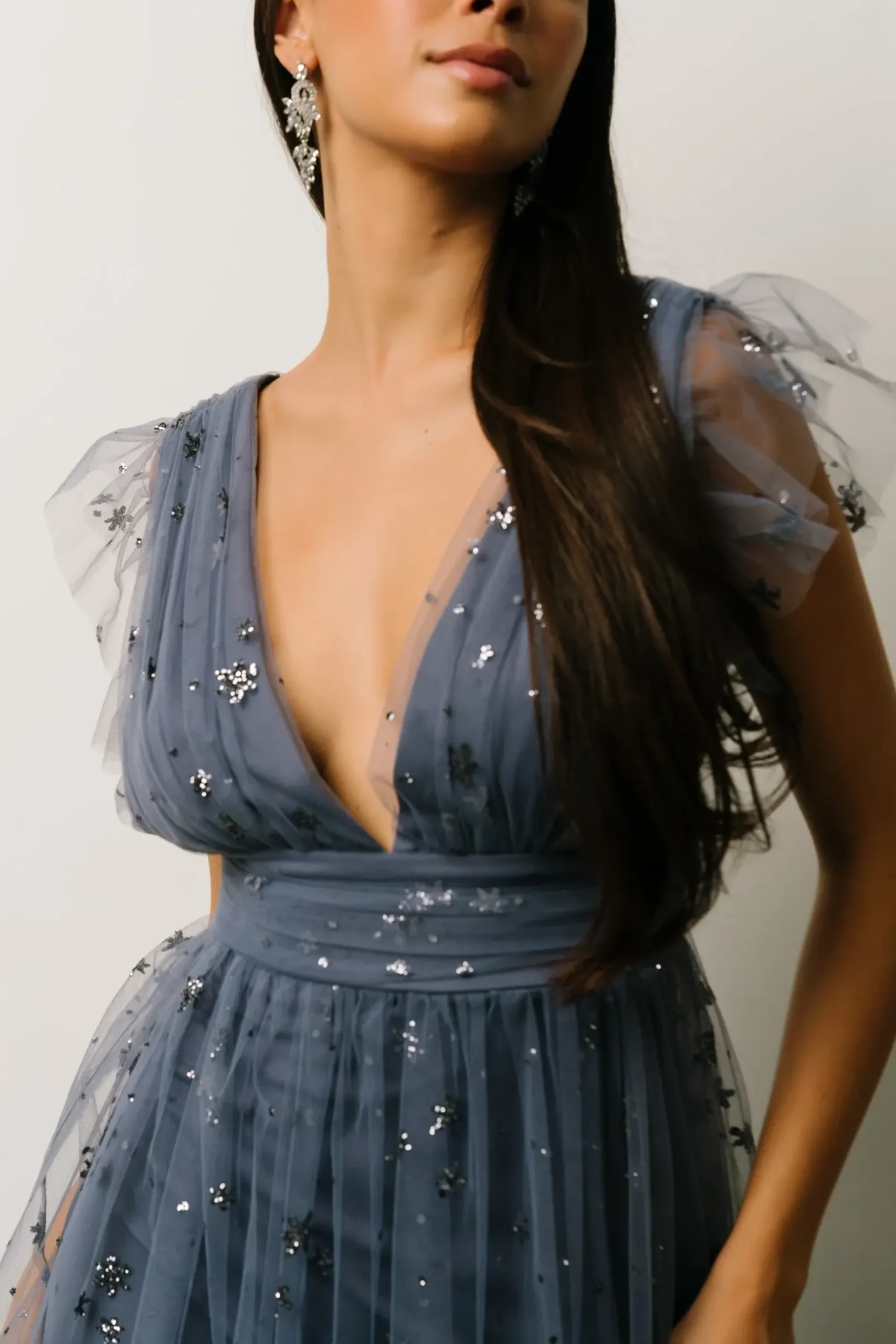 Hot Baltic Born Nova Shimmer Maxi Dress | Slate Blue