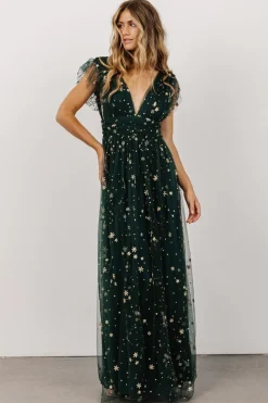 Clearance Baltic Born Nova Shimmer Maxi Dress | Green + Gold