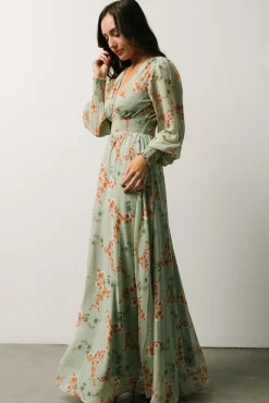 Discount Baltic Born Olivia Maxi Dress | Sage + Peach Floral