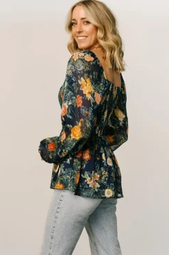 Online Baltic Born Ollie Smocked Top | Navy Multi