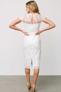 Best Baltic Born Oriana Embossed Shimmer Midi Dress | Off White