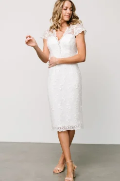Best Baltic Born Oriana Embossed Shimmer Midi Dress | Off White