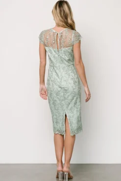 Online Baltic Born Oriana Embossed Shimmer Midi Dress | Sage
